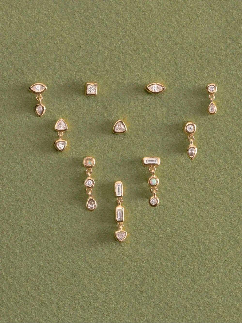 Pamela Love Diamond Double Baguette Earring in 14k